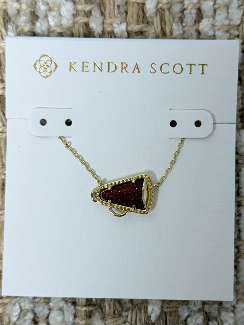 Kendra Scott Gold Megaphone/Cheer Necklace with Brown Stone